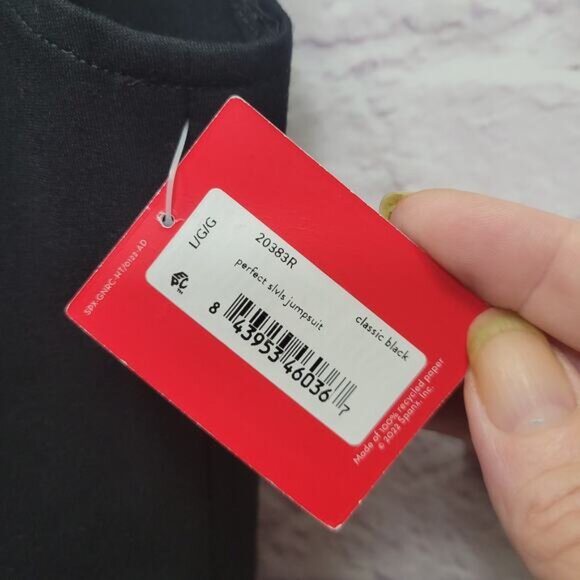 NWT Spanx Perfect Sleeveless Jumpsuit Sz L Tall Black Stretch Flare Leg Zip Back - Picture 3 of 10